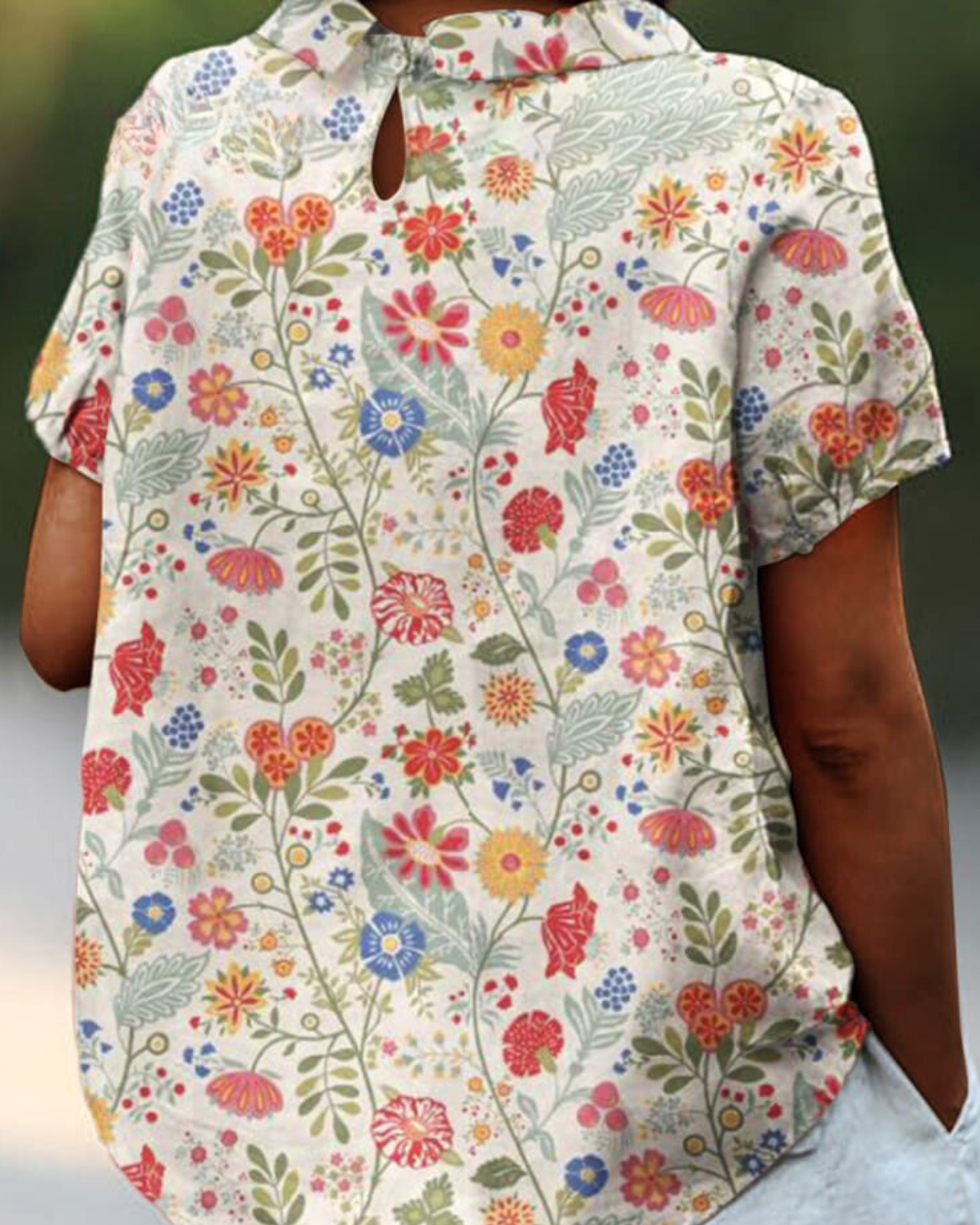 Feline | Bloemenprint Katoen Linnen Lente/Zomer Blouse