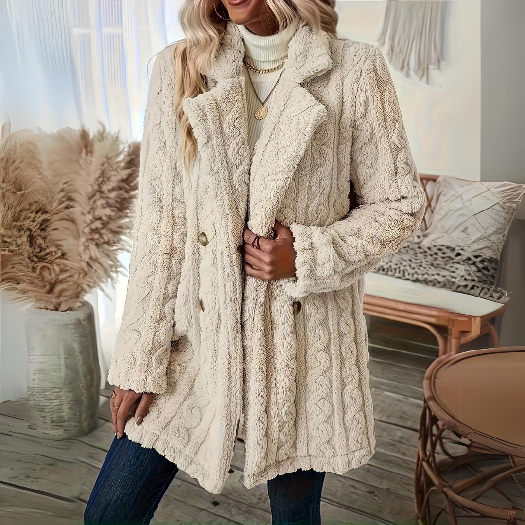 Velura™ - Dubbelzijdige Fuzzy Lapel Jas voor Herfst & Winter