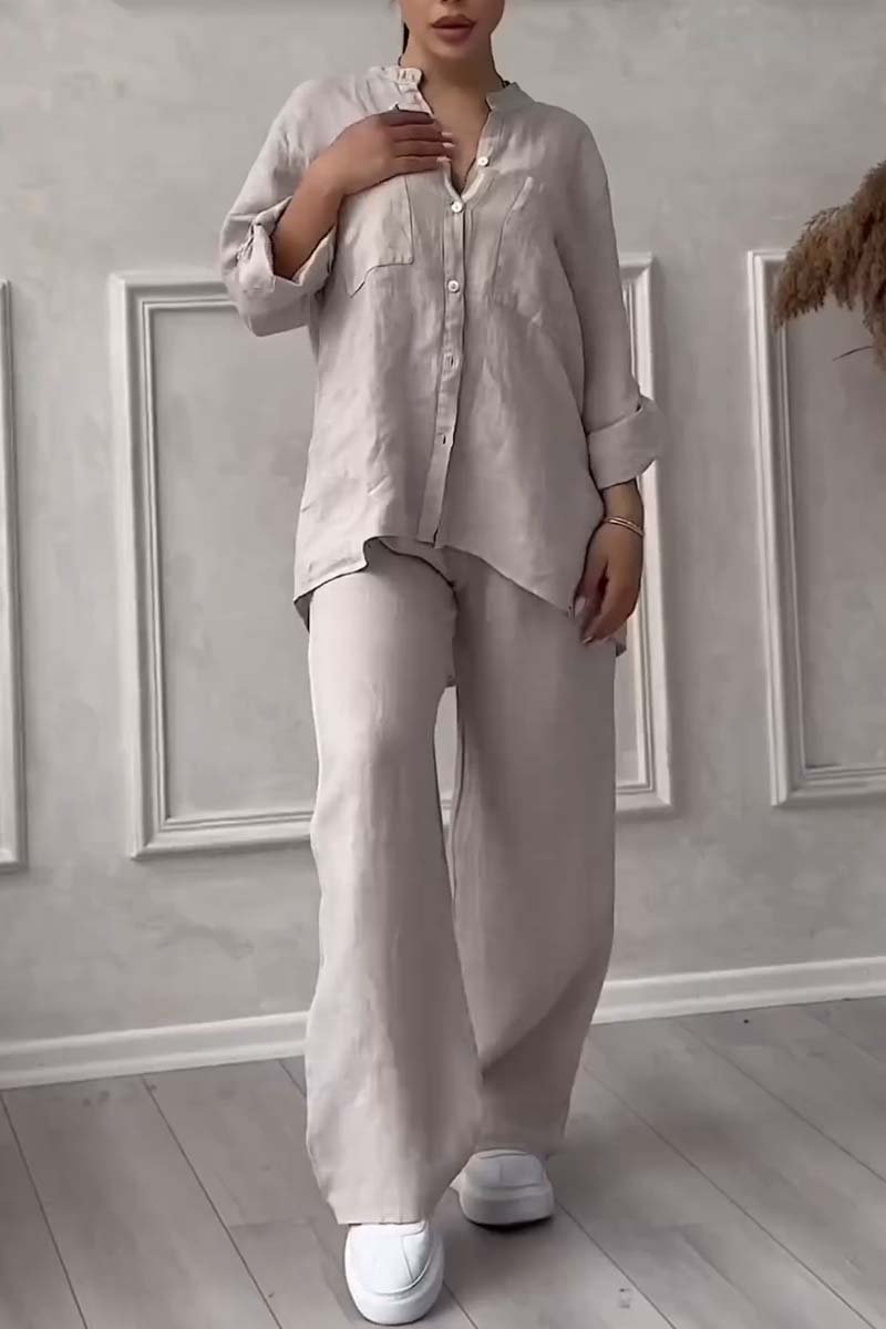 Claudia I Tweedelige set met katoenen en linnen broek