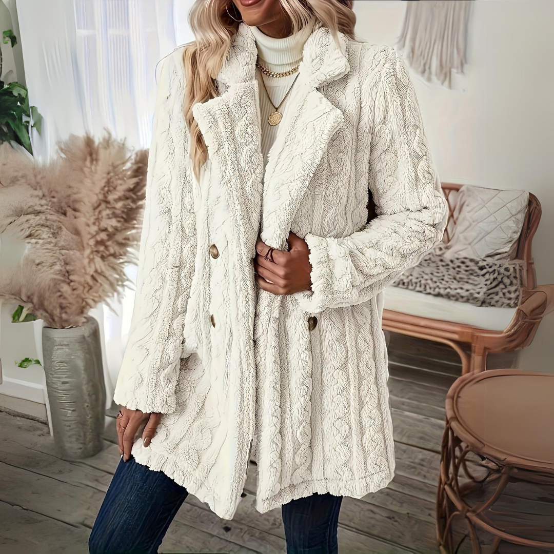 Velura™ - Dubbelzijdige Fuzzy Lapel Jas voor Herfst & Winter