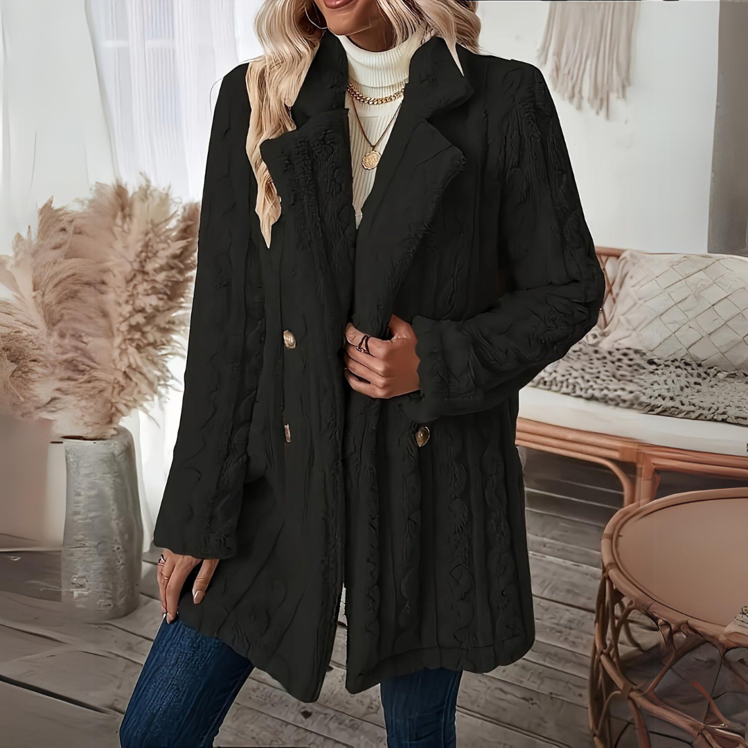 Velura™ - Dubbelzijdige Fuzzy Lapel Jas voor Herfst & Winter