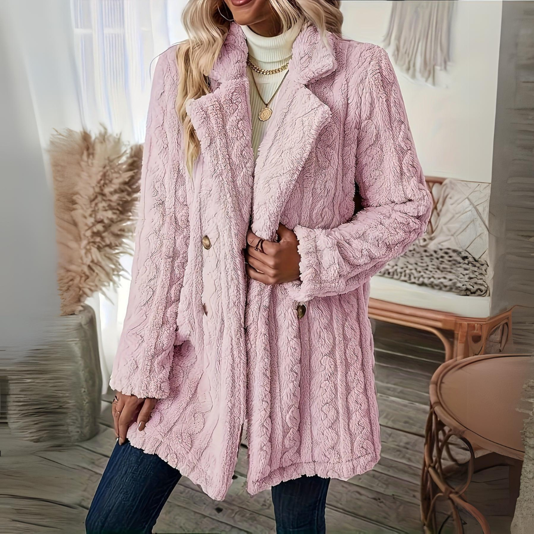 Velura™ - Dubbelzijdige Fuzzy Lapel Jas voor Herfst & Winter