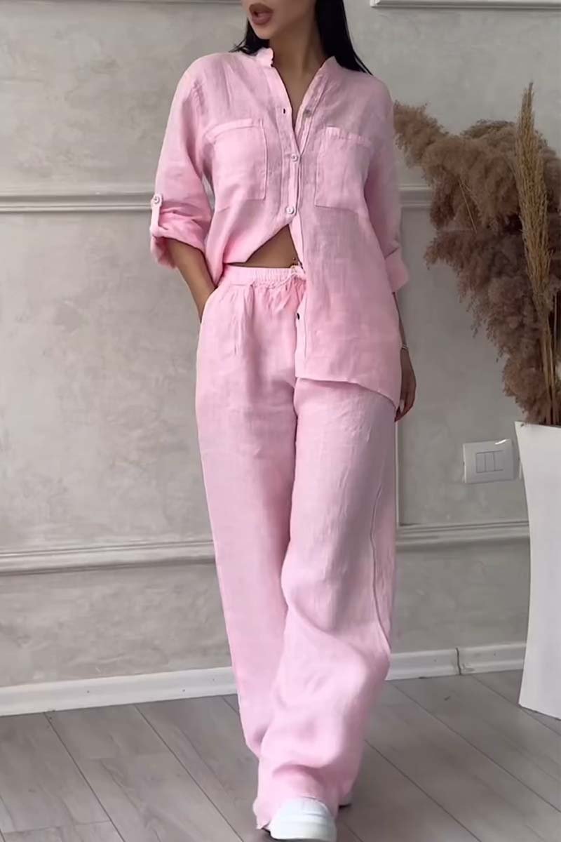 Claudia I Tweedelige set met katoenen en linnen broek